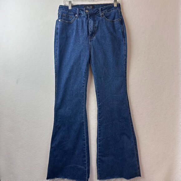 JUDY BLUE jeans women 13/31 summer nights high rise control top cut‎ hem flare - Picture 1 of 6